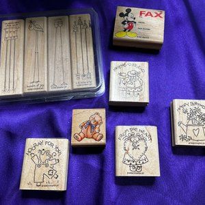 📌10 pcs Wooden Rubber Stamps Stamps Set for DIY Craft Card Scrapbooking Supplie